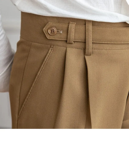 Image of Mid-High Waist Straight Cropped British Pants