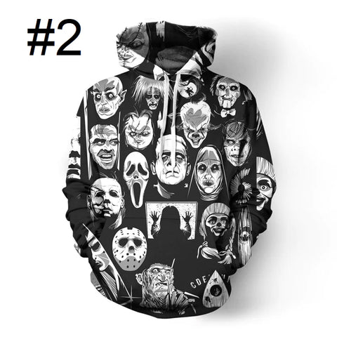 Image of Unisex 3D Digital Print Horror Hoodies