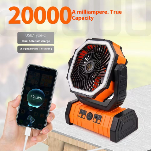 Image of Outdoor Household Power Bank LED Light Camping Fan