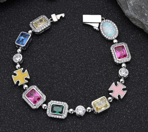 Image of Gold-Plated Hip-Hop Gemstone Necklace