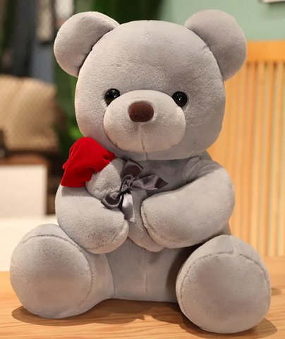 Image of Hugging Roses Teddy Bear Plush Pillow