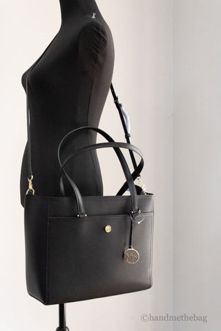 Image of Michael Kors Maisie Large Black Pebbled Leather 3-in-1 Multifunctional Crossbody Clutch Tote Bag