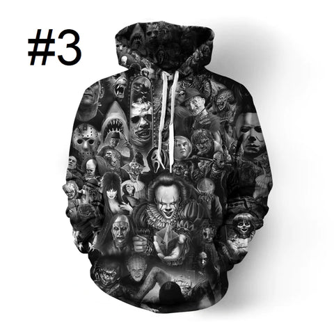 Image of Unisex 3D Digital Print Horror Hoodies