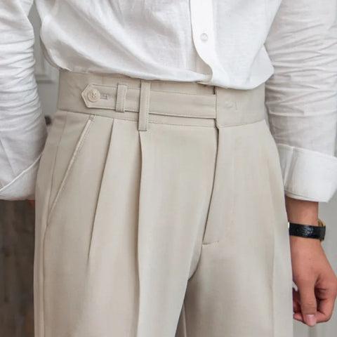 Image of Mid-High Waist Straight Cropped British Pants