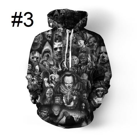 Image of Unisex 3D Digital Print Horror Hoodies
