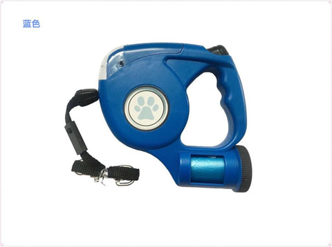 Image of 4.5M LED Flashlight Extendable Retractable Pet Dog Leash Lead with Garbage Bag