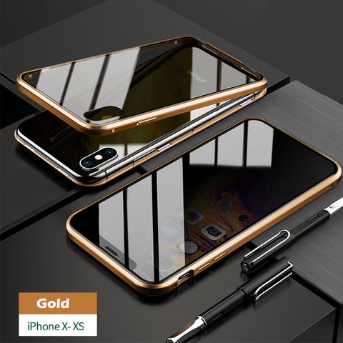 Image of Anti-peep Magnetic Adsorption Metal Phone Case For iPhone