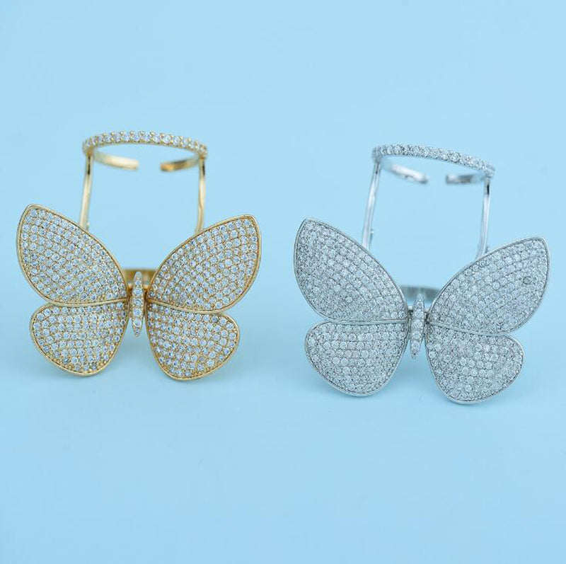 Crystal Stones Made Butterfly Ring