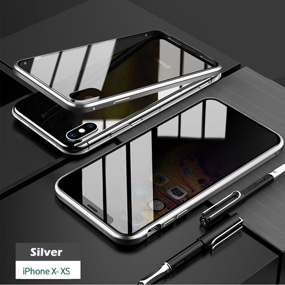 Anti-peep Magnetic Adsorption Metal Phone Case For iPhone