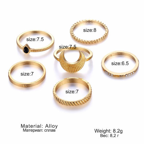 Image of Moon Geometric Joint Rings Set