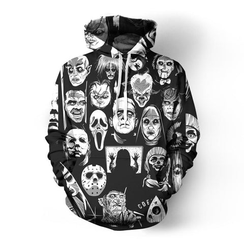 Image of Unisex 3D Digital Print Horror Hoodies