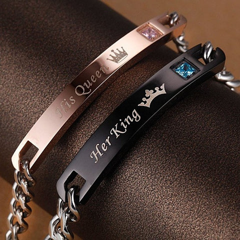 Image of BRACELETS 2 PIECES FOR MEN AND FOR WOMEN "HER KING HIS QUEEN"