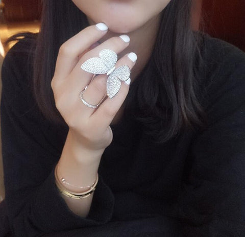 Image of Crystal Stones Made Butterfly Ring