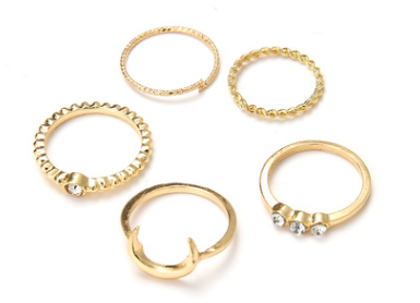 Image of Moon Geometric Joint Rings Set