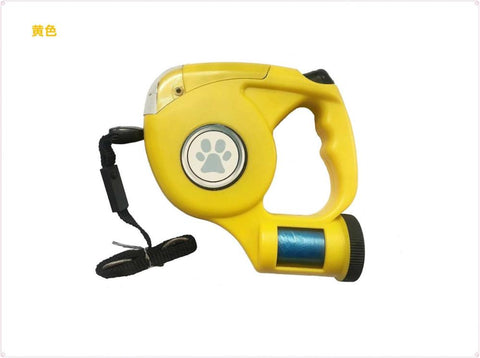 Image of 4.5M LED Flashlight Extendable Retractable Pet Dog Leash Lead with Garbage Bag