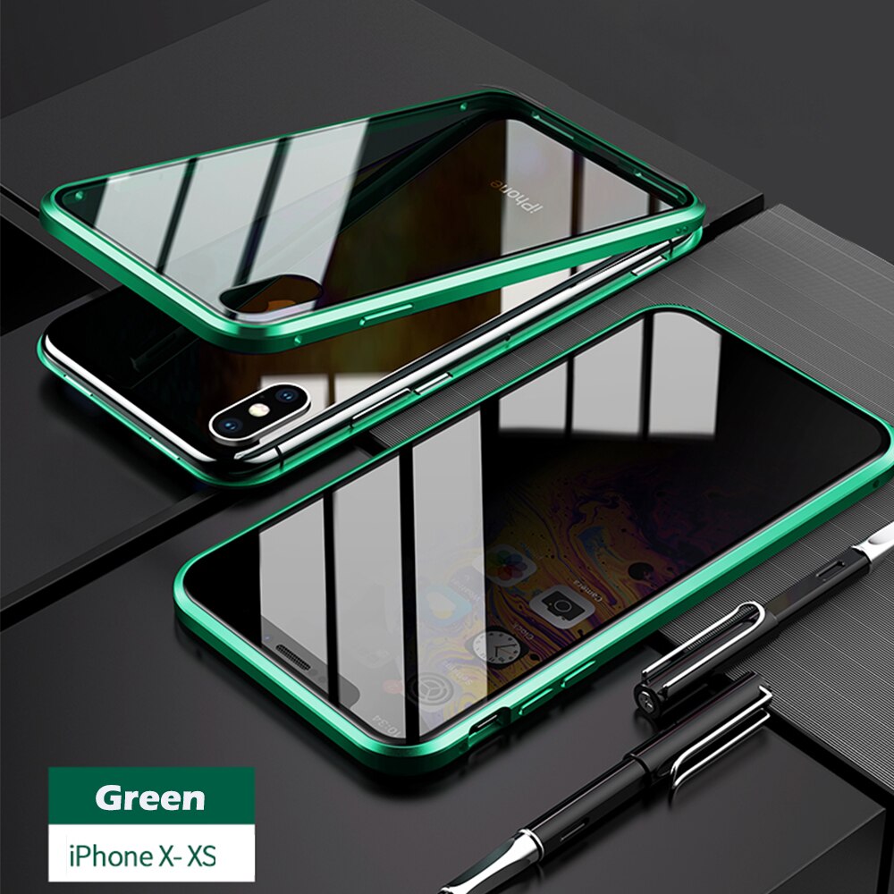 Anti-peep Magnetic Adsorption Metal Phone Case For iPhone