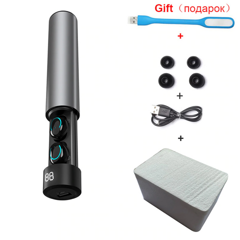 Image of Wireless Earphones with Mic and 2600mAh Charging Bin Power Bank