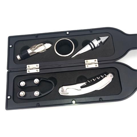 Image of 5 PIECE WINE BOTTLE DELUXE ACCESSORY GIFT SET