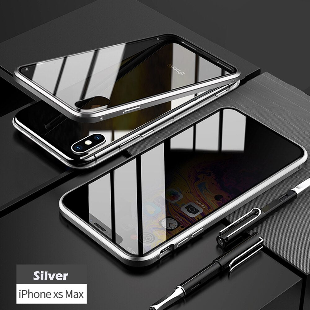 Anti-peep Magnetic Adsorption Metal Phone Case For iPhone