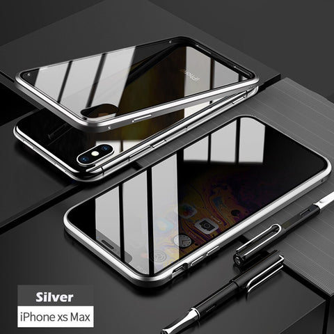 Image of Anti-peep Magnetic Adsorption Metal Phone Case For iPhone