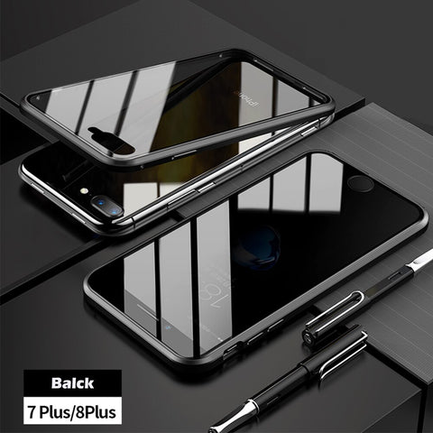 Image of Anti-peep Magnetic Adsorption Metal Phone Case For iPhone