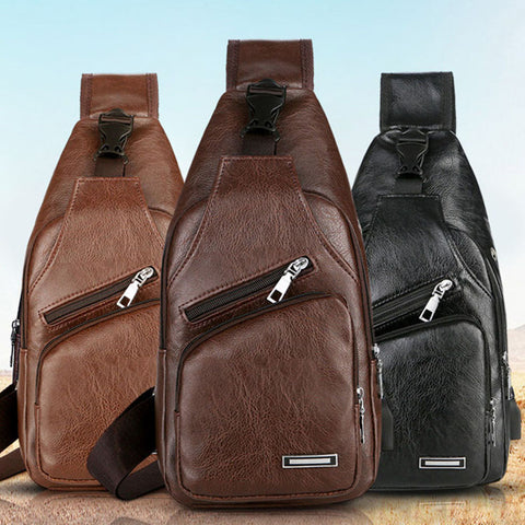 Image of Men's USB Charging Chest Bag