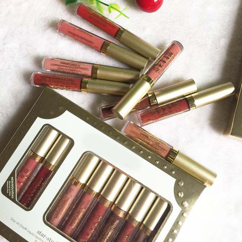 Image of 8Pcs Professional Lip Glaze Gloss Waterproof Makeup Matte Non-sticky Lipstick