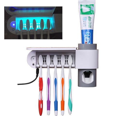 Image of UV Light Toothbrush Holder and Toothpaste Dispenser