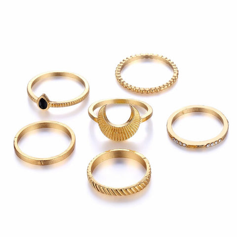 Image of Moon Geometric Joint Rings Set