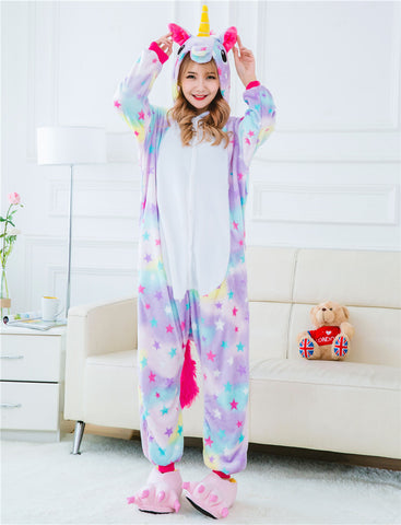 Image of MAGICAL STARRY PURPLE & RAINBOW COLOR UNICORN ONESIE
