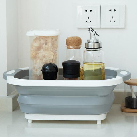 Image of Collapsible Dish Tub&Cutting Board With Draining Plug