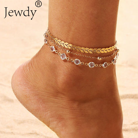 Image of 3PCS/SET Gold Color Crystal Star Female Anklets