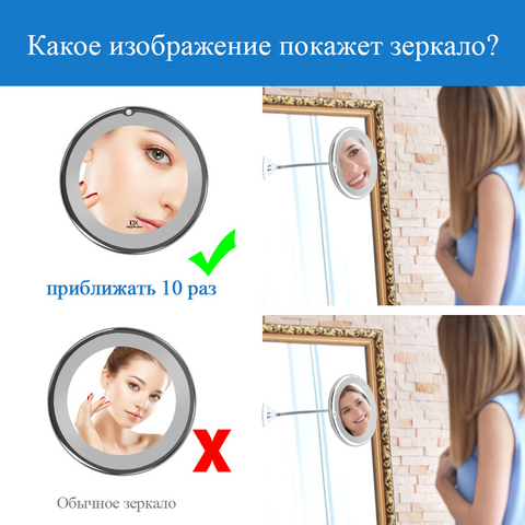 Image of 10x Magnifying LED Lighted Makeup Mirror