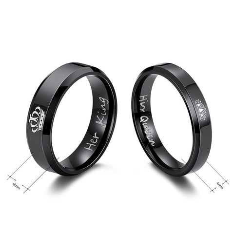 Image of Her King His Queen Couple Rings Gold Crown Rings