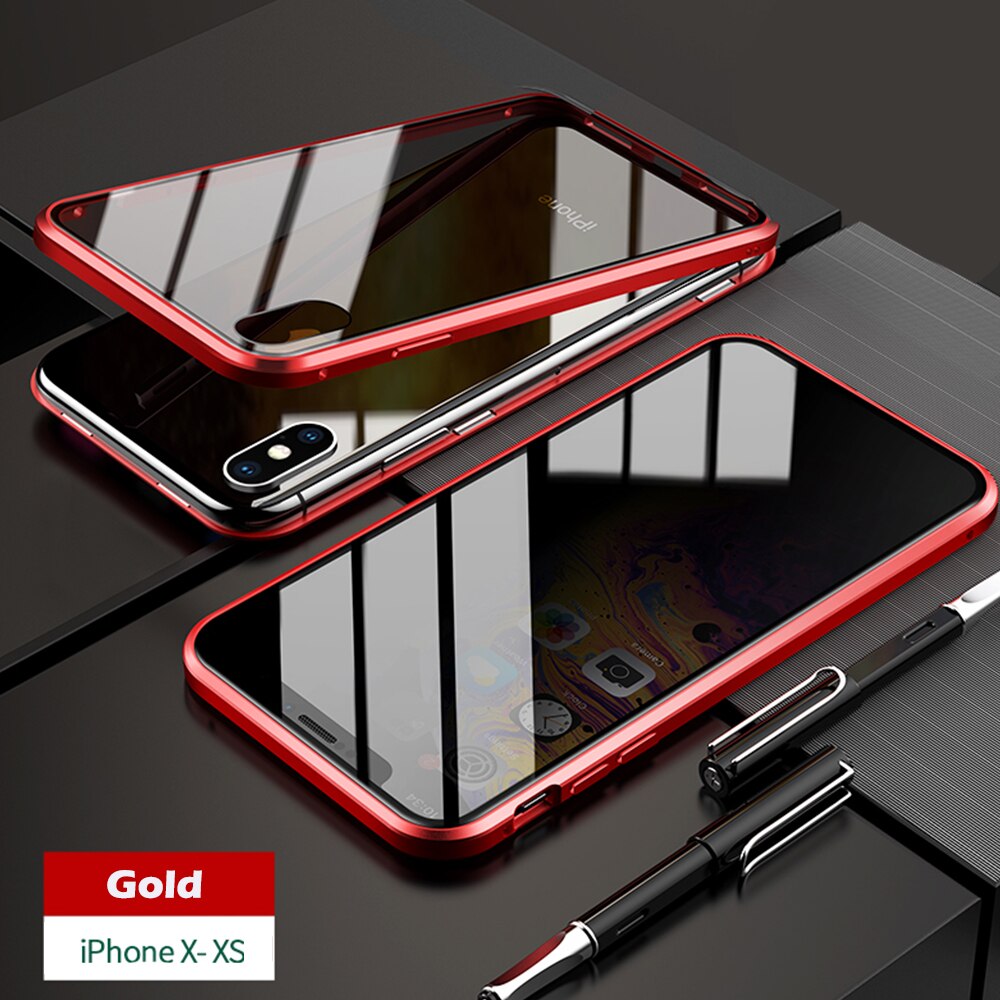 Anti-peep Magnetic Adsorption Metal Phone Case For iPhone