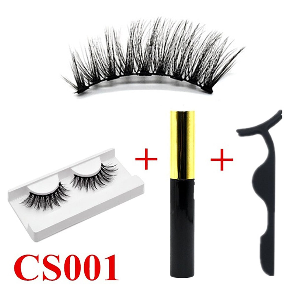 5 magnetic eyelashes, liquid eyeliner and tweezers set