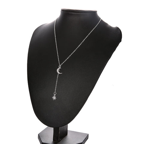 Image of Multi Layer Crystal Moon Star Choker Necklace