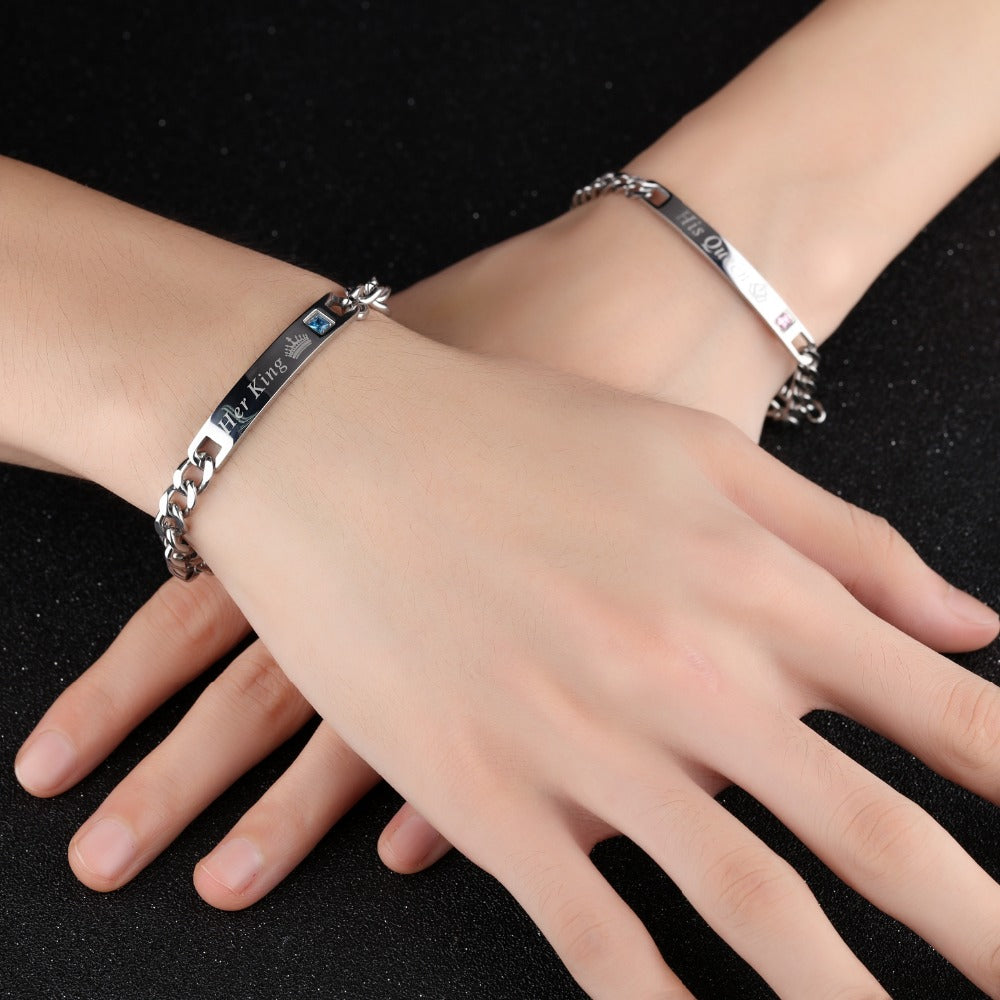BRACELETS 2 PIECES FOR MEN AND FOR WOMEN "HER KING HIS QUEEN"