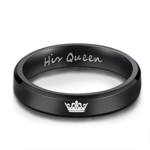 Image of Her King His Queen Couple Rings Gold Crown Rings