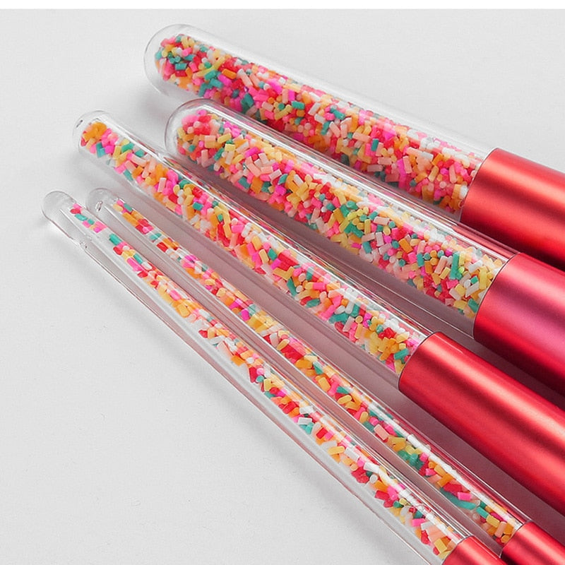 5pcs Lollipop Candy Unicorn Crystal Makeup Brushes Set