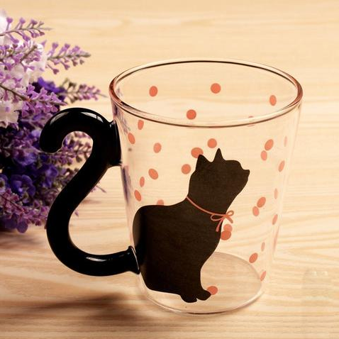 Image of MODERN CAT SILHOUETTE GLASS MUG