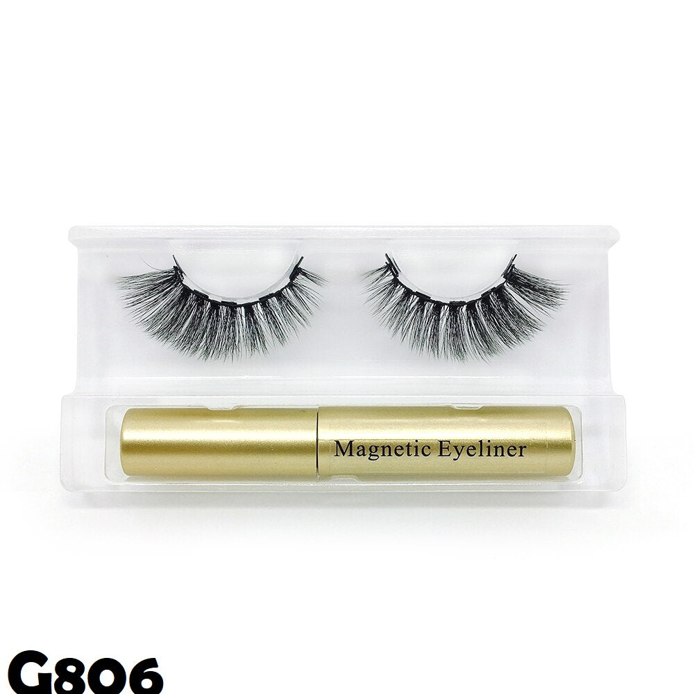 5 magnetic eyelashes, liquid eyeliner and tweezers set