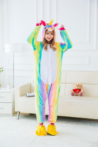 Image of MAGICAL STARRY PURPLE & RAINBOW COLOR UNICORN ONESIE