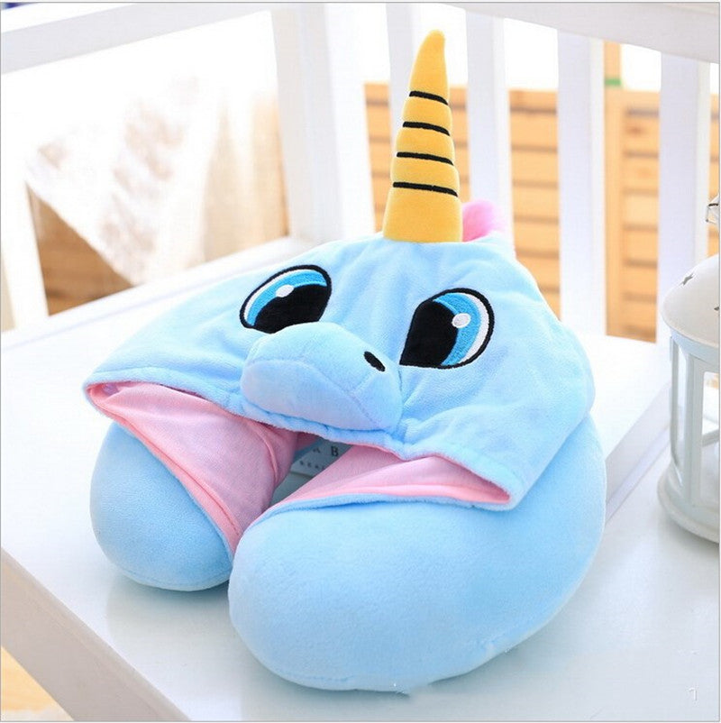 HOODED UNICORN TRAVEL PILLOW