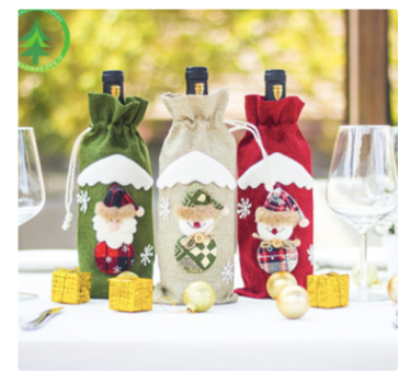 Image of Santa Claus Wine Bottle Cover Merry Christmas Decorations for Home