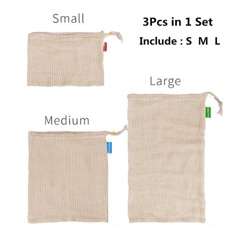 Image of Reusable Cotton Mesh Bag for Vegetables