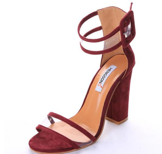 Sexy Transparent Ankle Thick High Heels