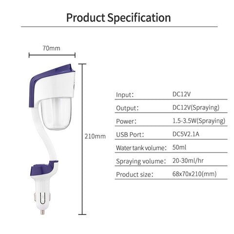 Image of II Car Humidifier Double USB Port Car Aroma