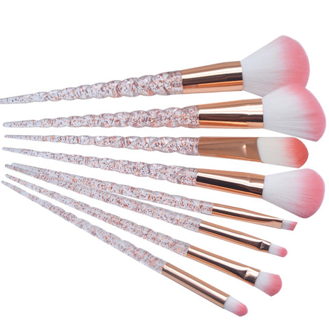Image of 8pcs Red Glitter Diamond Brush Crystal Makeup Brushes Set