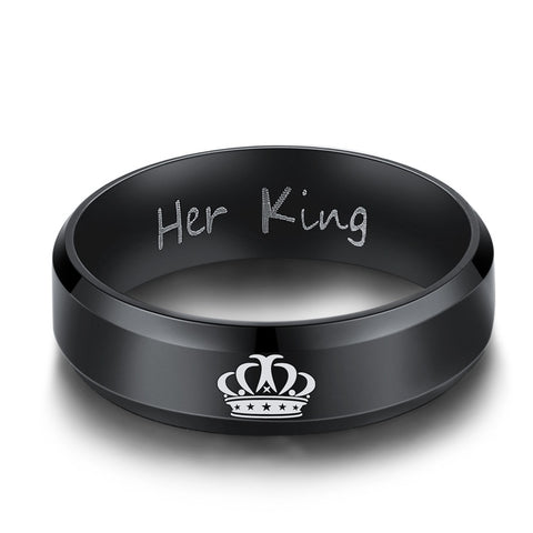 Image of Her King His Queen Couple Rings Gold Crown Rings